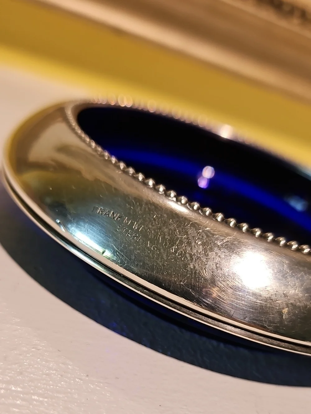 Frank M. Whiting Cobalt Blue Glass W/Sterling Silver Rim - Only One - Picture 3 of 5